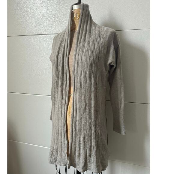 Calvin Klein jeans Women's 100% Cashmere Open Front Pale Gray Sweater Sz s - Picture 1 of 16